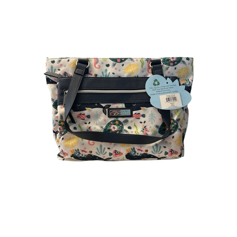 Lily Bloom Ocean Turtles Dakota Tote Purse Dbl Handle NWT MSRP $69 Eco Friendly